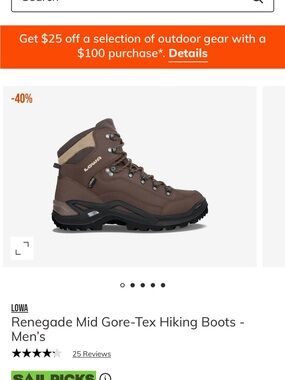 LOWA Men's Brown and Tan Mid-Height Gore-Tex Hiking Boots